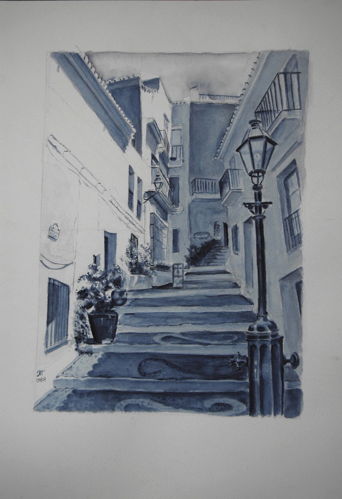 sonnige Gasse/monochrome Malerei