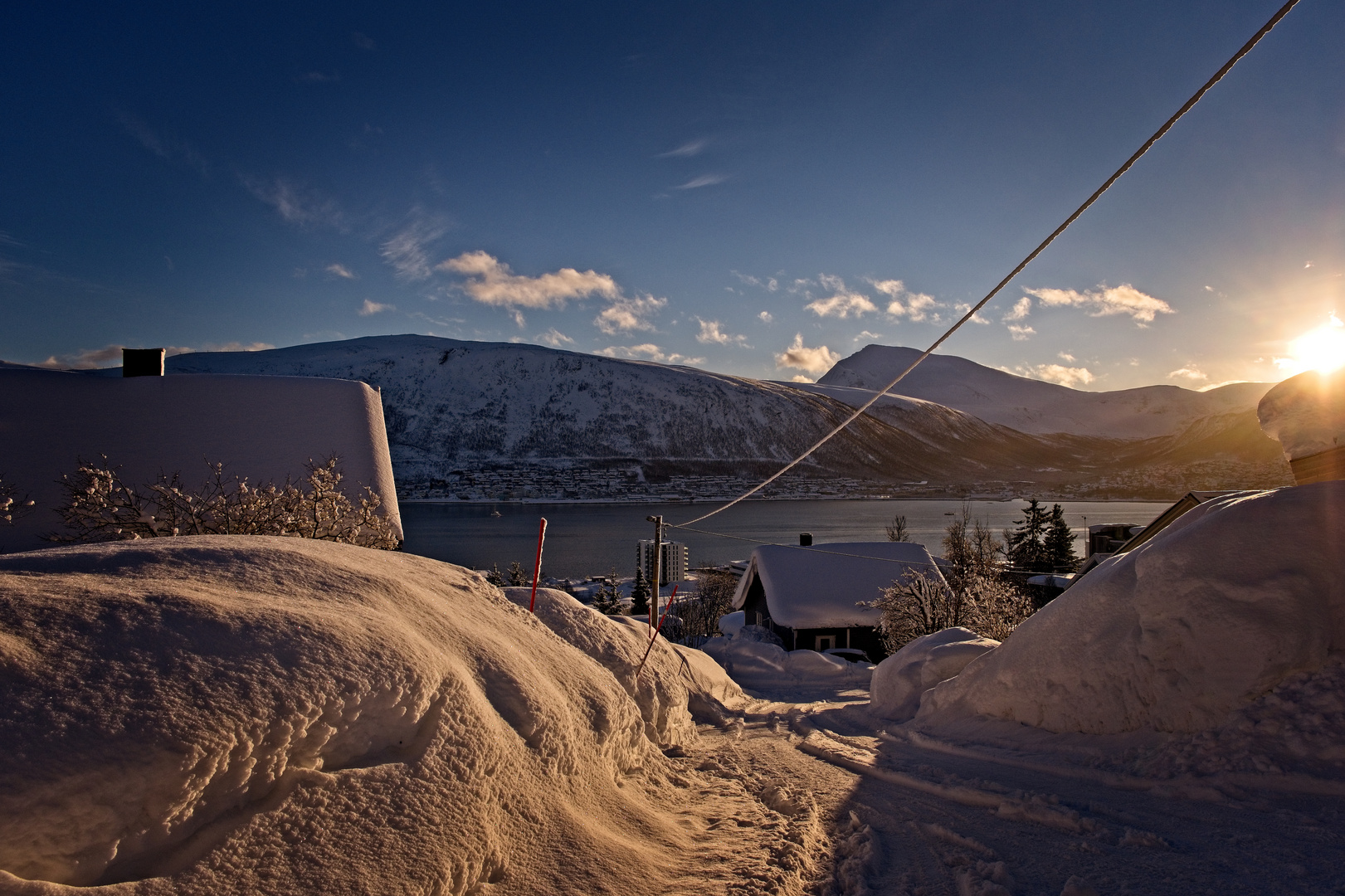 Sonnige Winterlandschaft in Tromsö