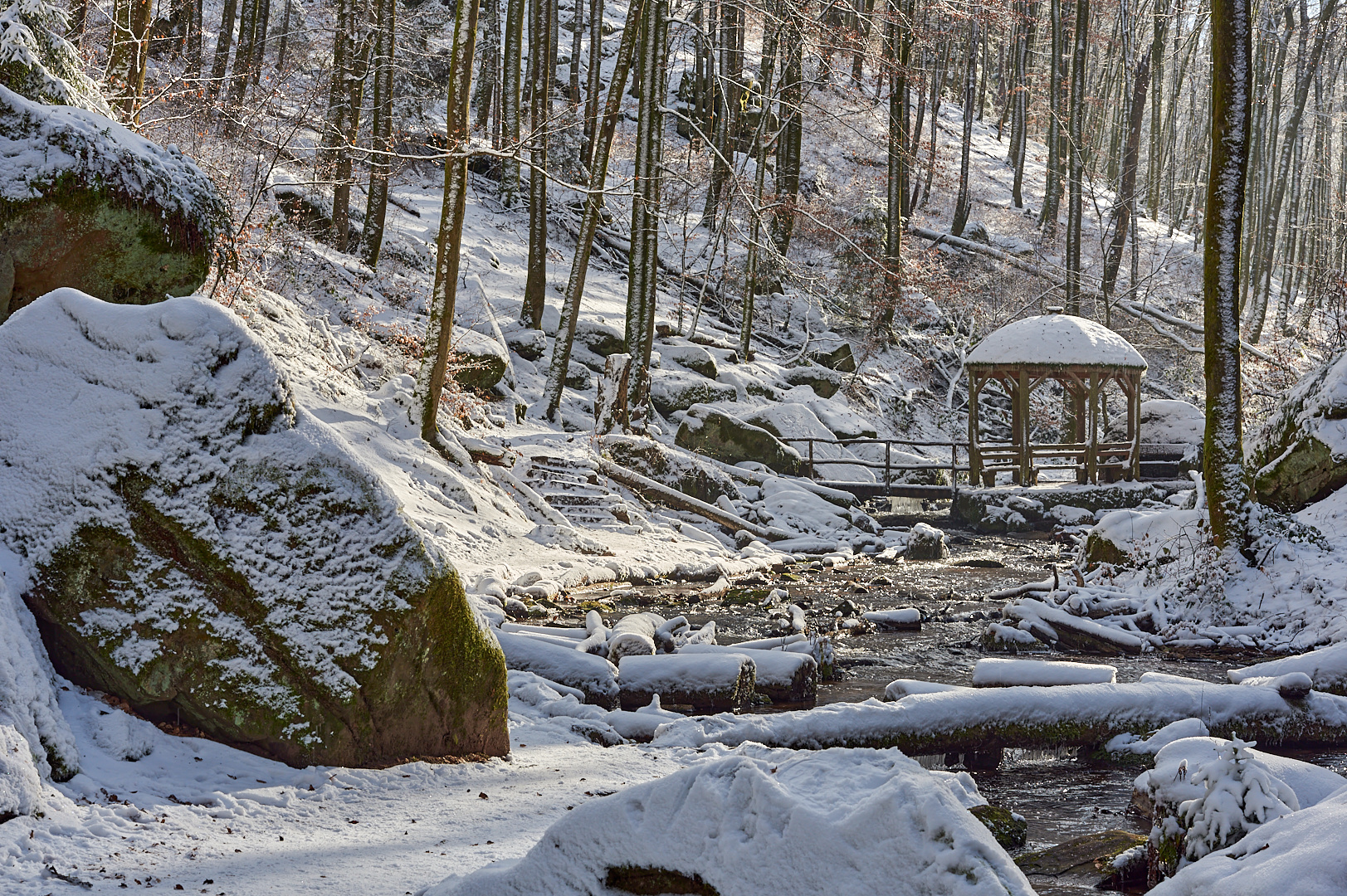 Sonntag 21.01.2024 war es traumhaft schön in der verschneiten Karlstalschlucht, am Montag...