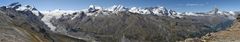 " Sonntagspano" mit Paradeblick vom Zermatter Unterrothorn aus 3100m auf die Viertausender ...
