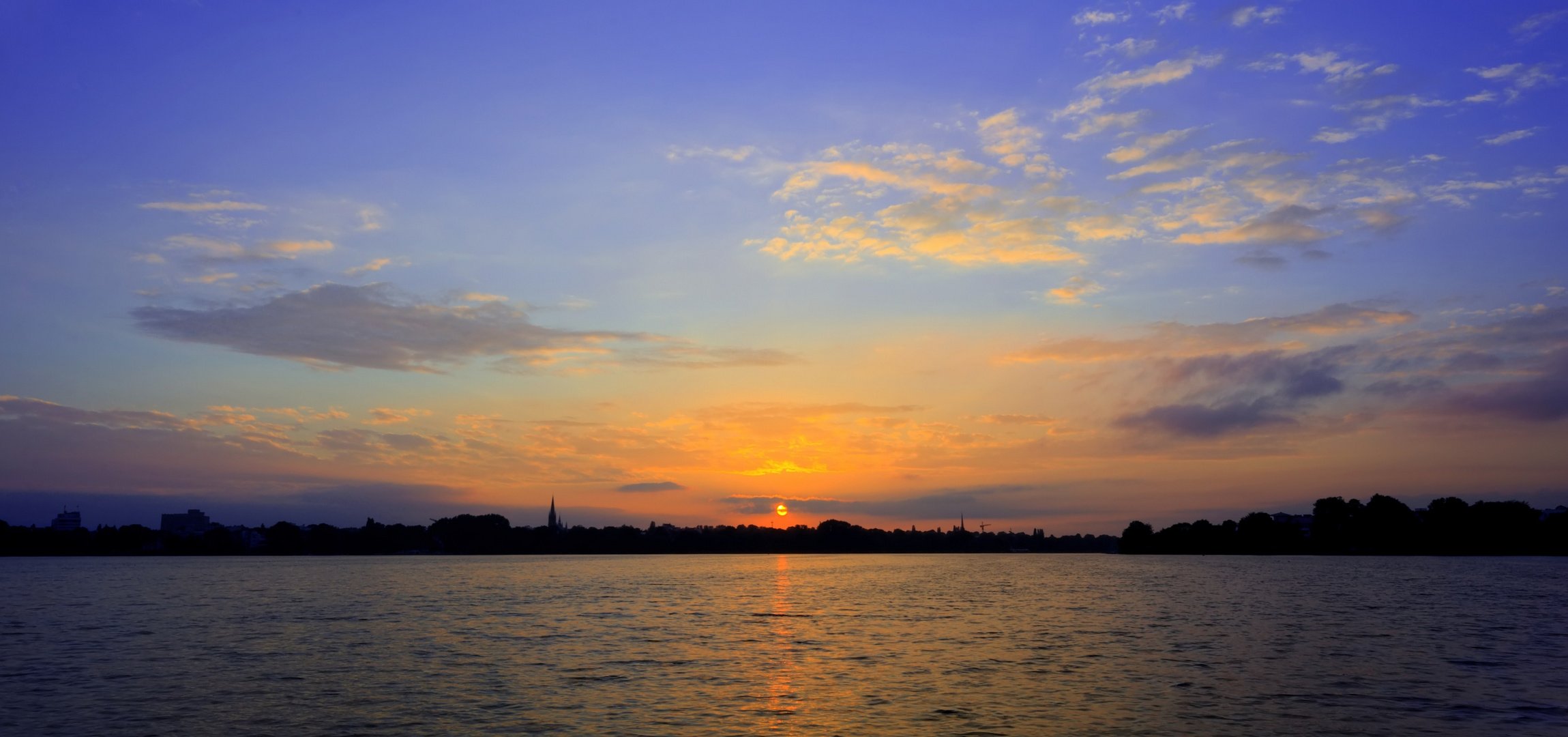 Sonnuntergang an der Alster, 2012