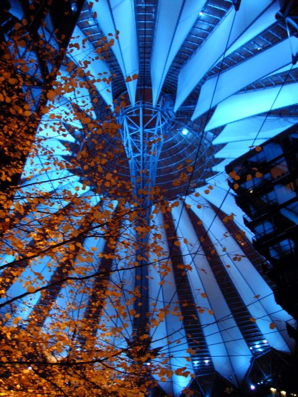 Sony Center at night