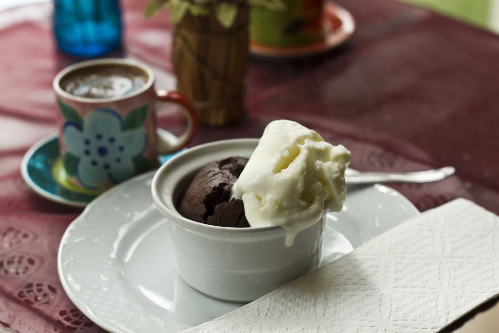 Souffle with icecream and coffee