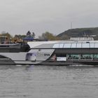 Space-Ship auf dem Rhein in Remagen,..Fahrt zur Aufstellung für Rhein in Flammen