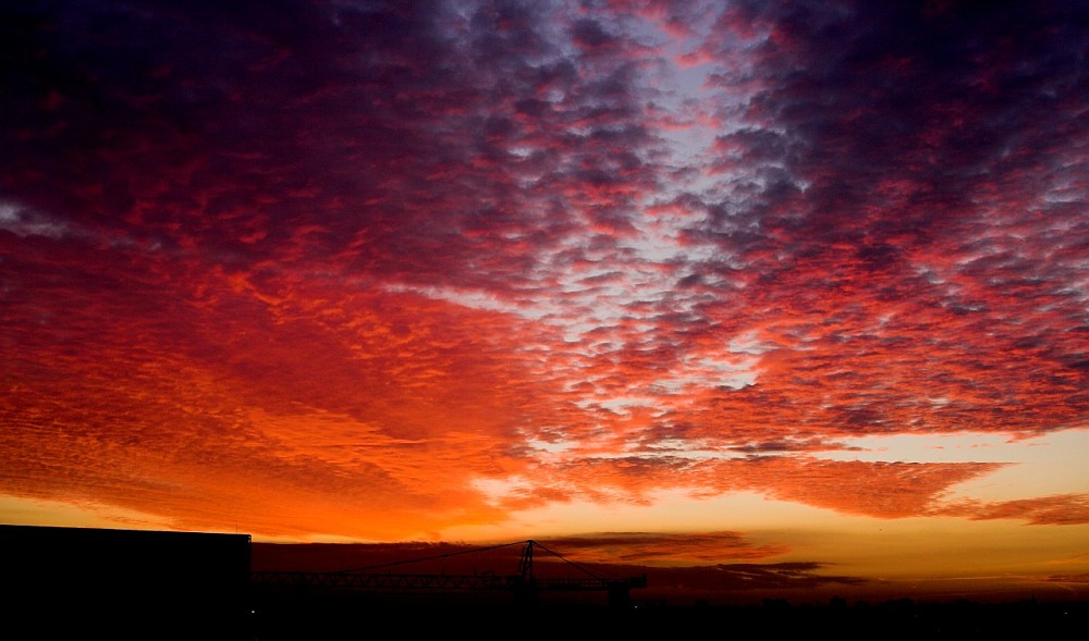 Spätherbstliches Morgenrot über den Riedwiesen