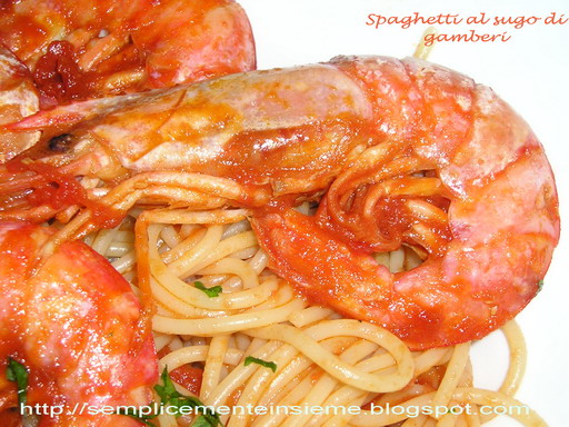 Spaghetti al sugo di gamberi