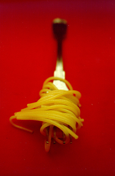 Spaghetti, Gabel, Rot