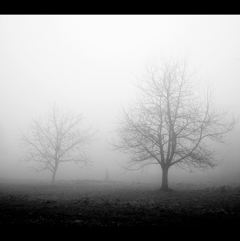 Spaziergänger im Nebel