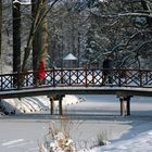 Spaziergänger im winterlichen Branitzer Park bei Cottbus