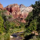 Spaziergang am Fluss im Zion Nat. Park, Utah, USA