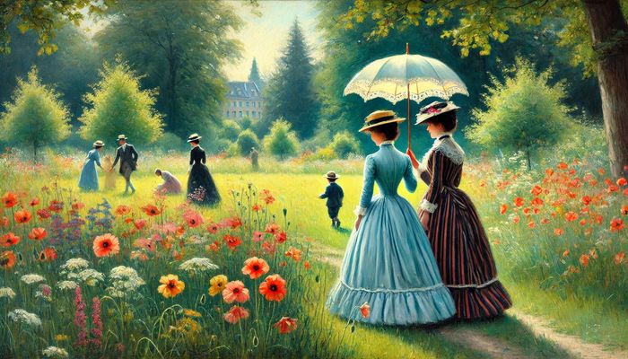 Spaziergang im Englischen Garten im Jahr 1899, nach Monet