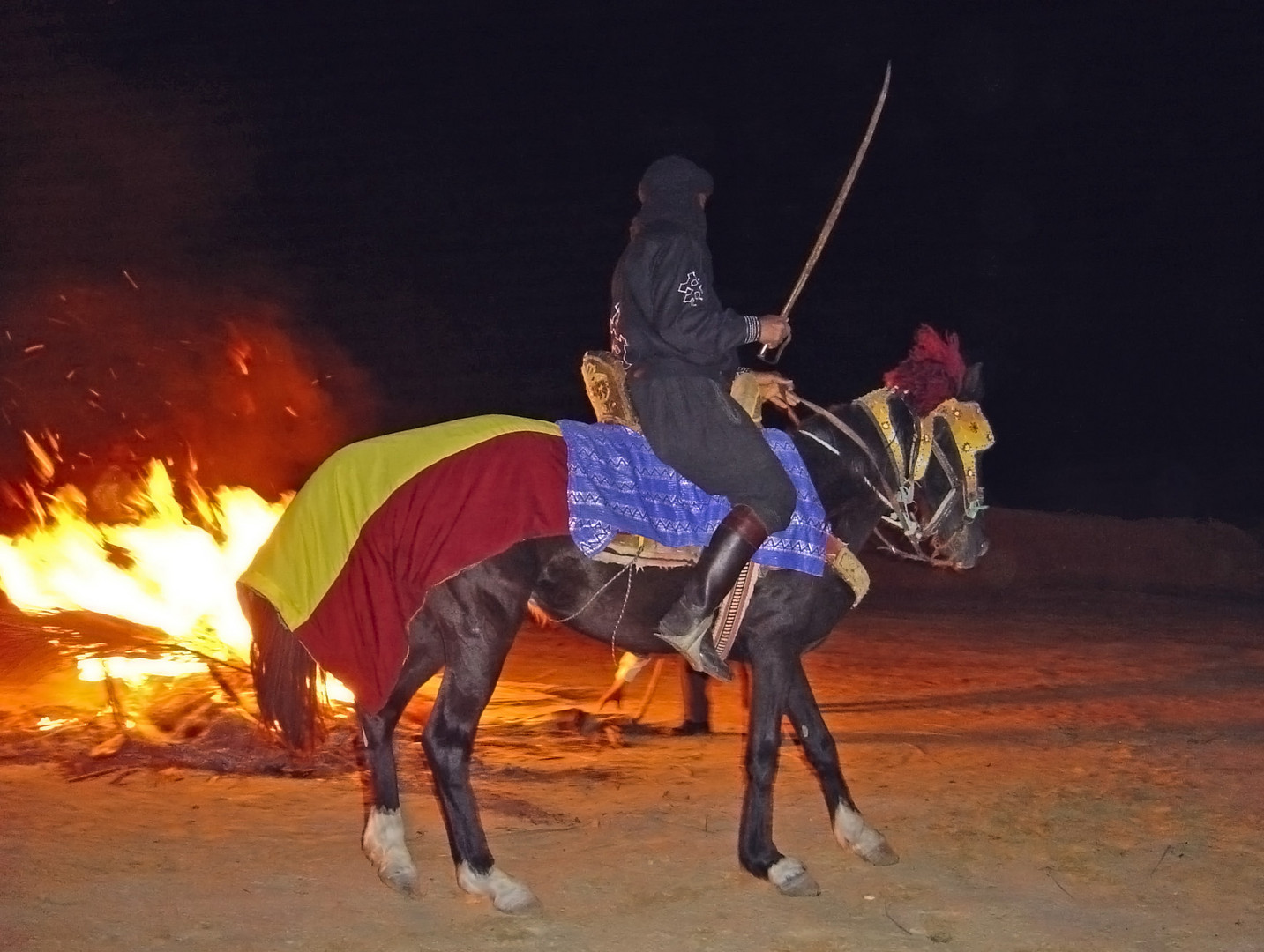 Spectacle équestre en nocturne dans le désert Tunisien