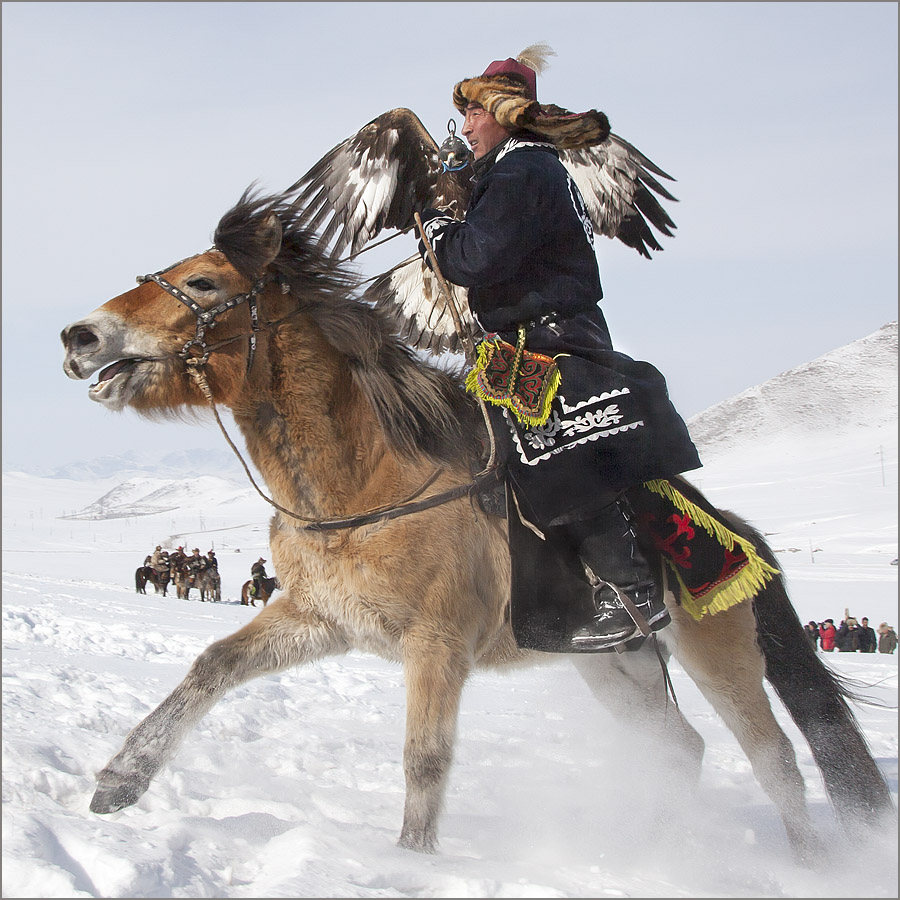 Speeding Eagle Hunter in Mongolia