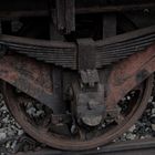 Speichenrad eines alten Eisenbahnwagons,