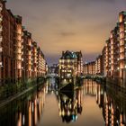 Speicherstadt Hamburg bei Nacht