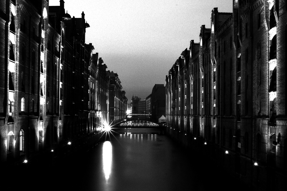 Speicherstadt Hamburg bei Nacht