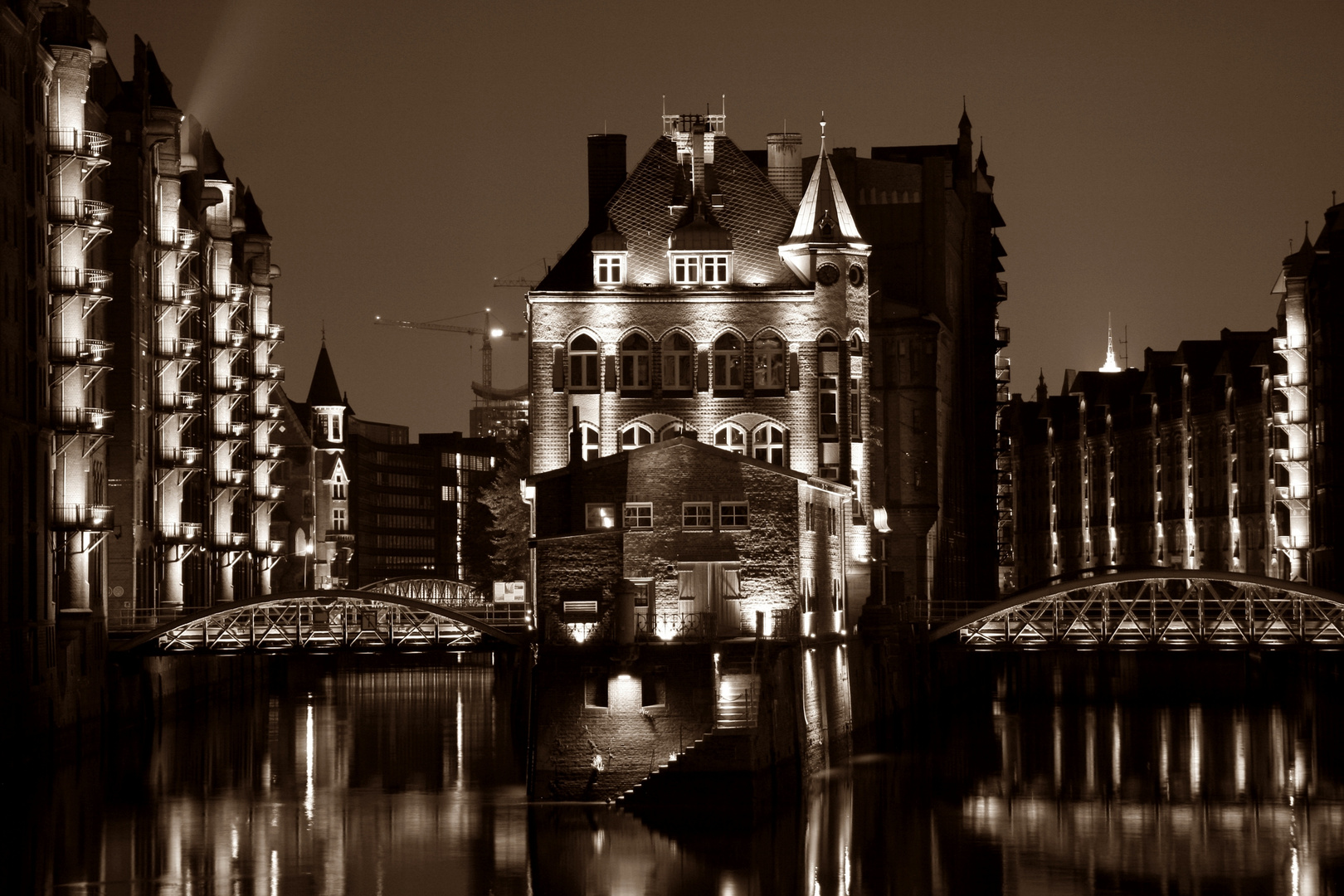 Speicherstadt Hamburg bei Nacht