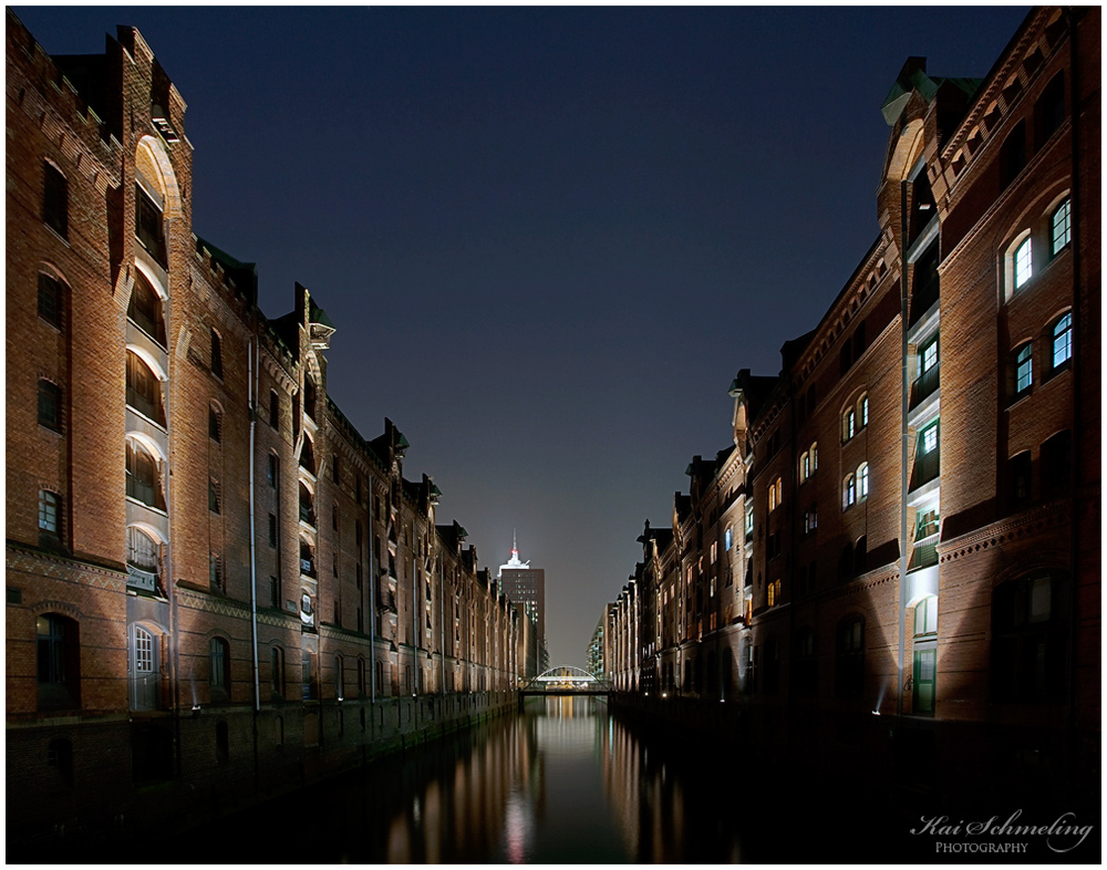 Speicherstadt Hamburg bei Nacht