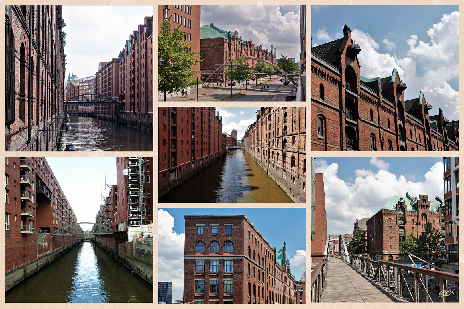Speicherstadt Hamburg mit verschiedenen Durchblicken