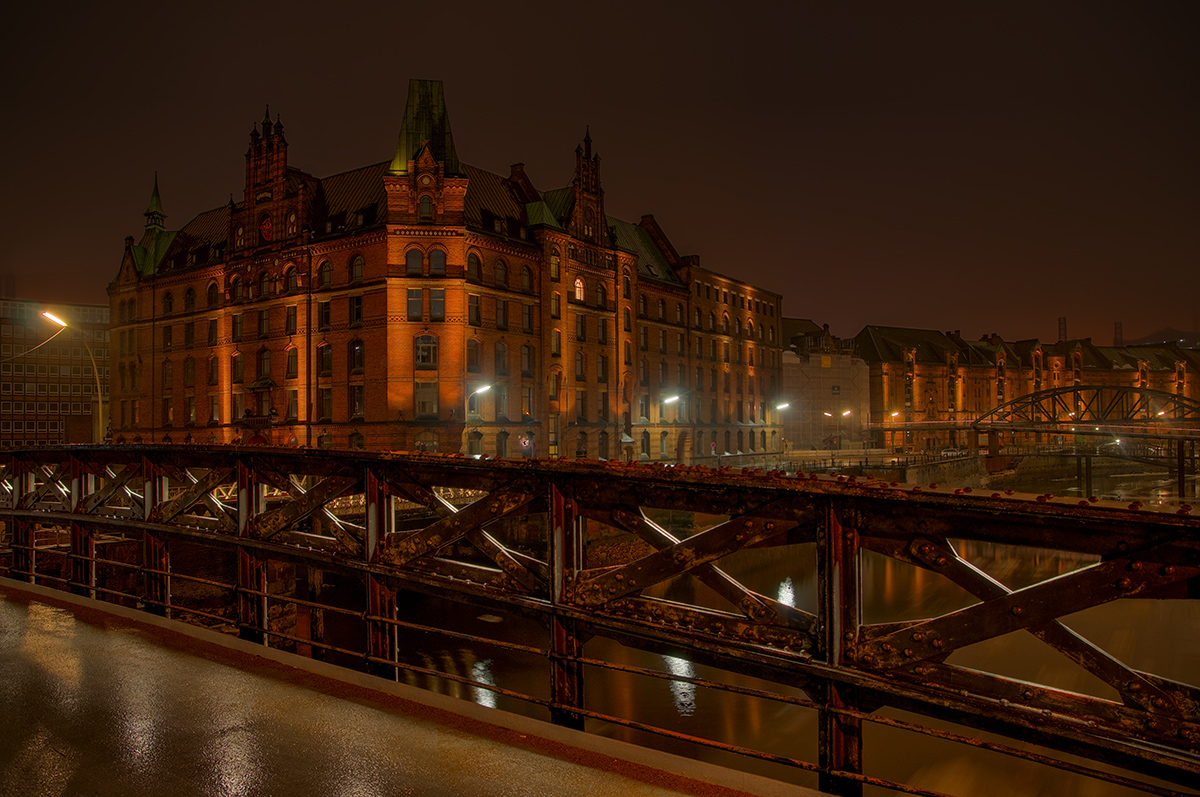 Speicherstadt im Regen