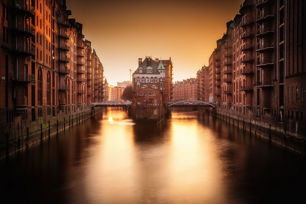 Speicherstadt im Sonnenuntergang