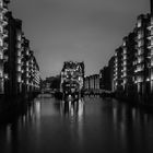 Speicherstadt in schwarz und weiß