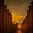 Speicherstadt mit Sonnenuntergang