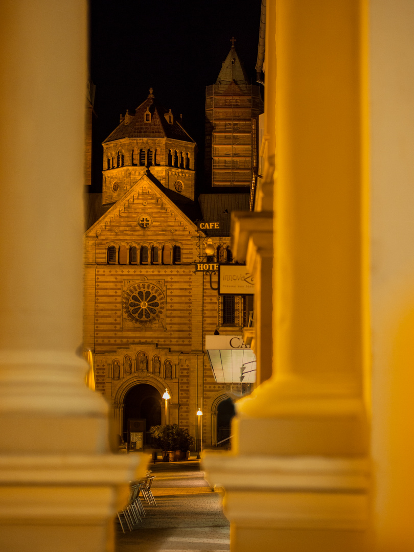 Speyerer Dom mit den Säulen des Rathauses