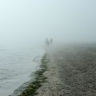 spiaggia con nebbia