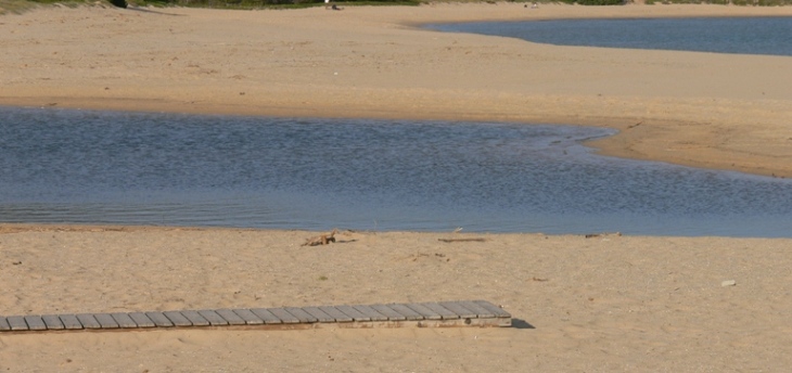 Spiaggia in Chia, Sandstrip zwischen Meer und Lago