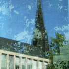 Spiegelbild Lambertikirchturm in Glasfassade Regierung Münster