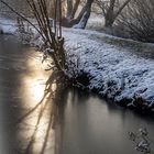 Spiegeltag: Wintersonne spiegelt sich auf dem Eissee