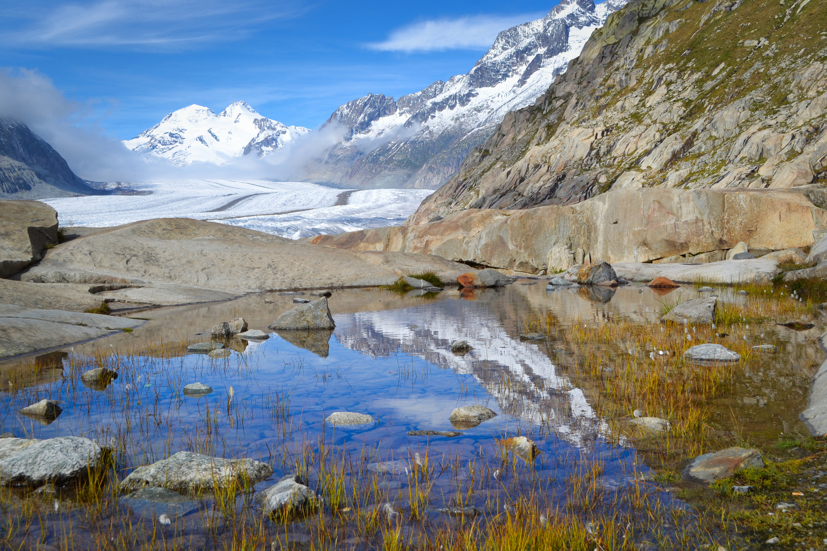 Spiegelung am Aletschgletscher