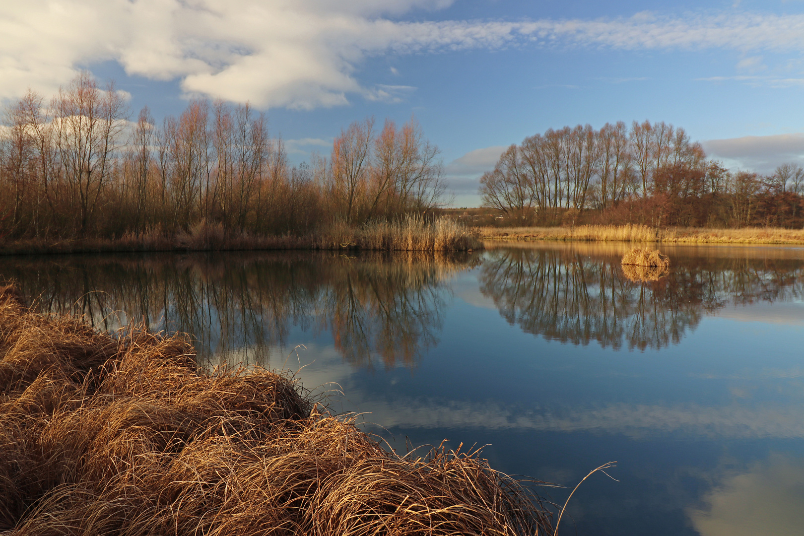 Spiegelung auf dem Rückhaltebecken