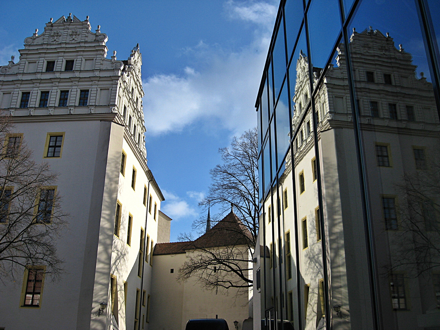 Spiegelung der Ortenburg in Bautzen