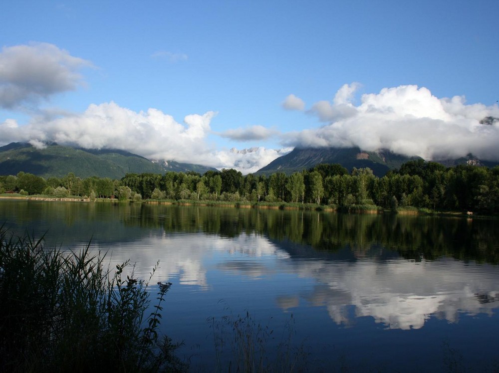 Spiegelung im Badesee