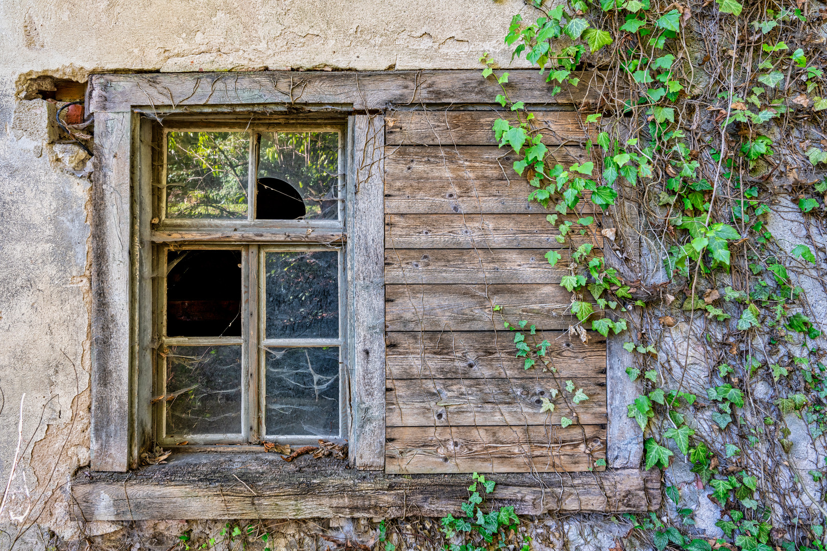 Spiegelung im lost  place Fenster