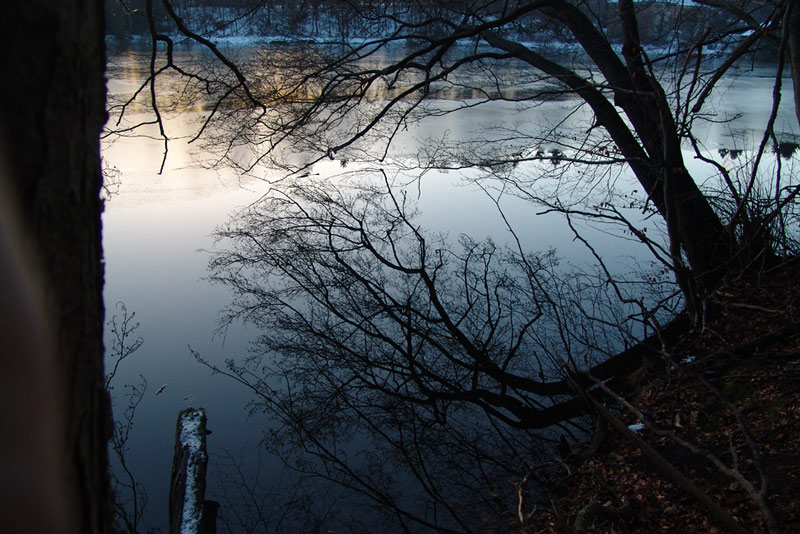 Spiegelung im noch freien Wasser