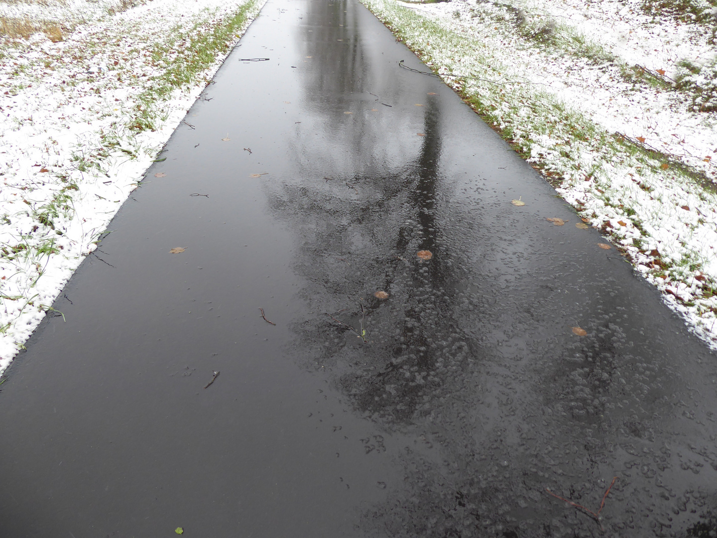 Spiegelung im Radweg