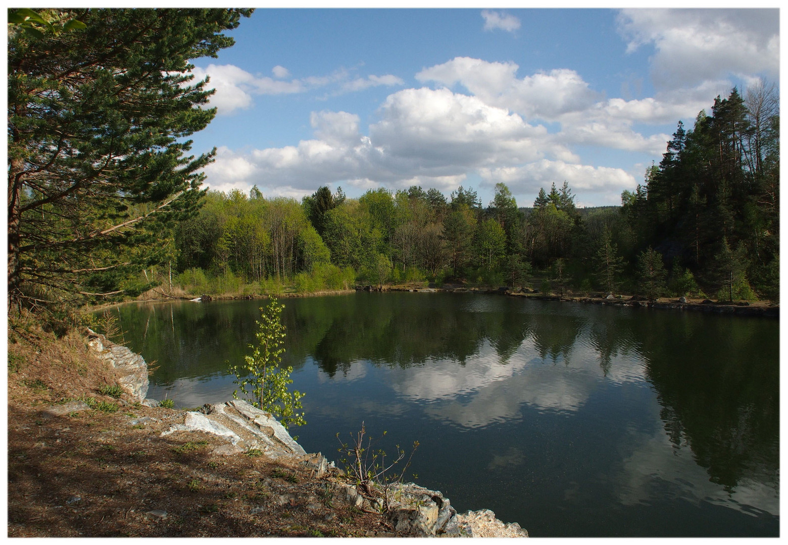 Spiegelung im Steinbruchsee