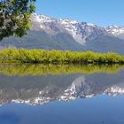 Spiegelung in der Glenorchy Lagon (Südinsel, Neuseeland)