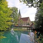 Spiegelung Kloster Blaubeuren im Blautopf