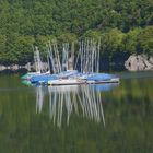 Spiegelungen auf der Schwammenauel-Talsperre in der Eifel