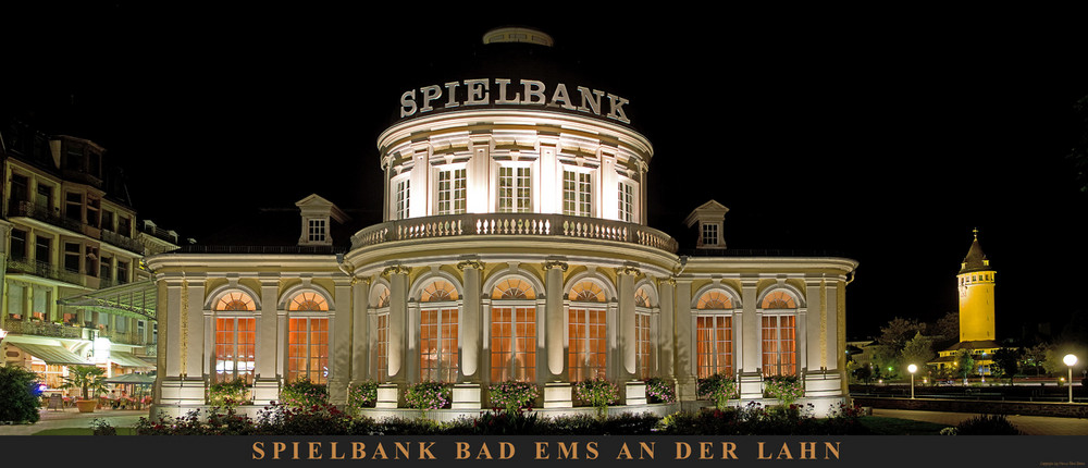 Spielbank Bad Ems, Panorama bei Nacht