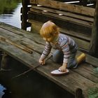 spielendes Kind am Teich