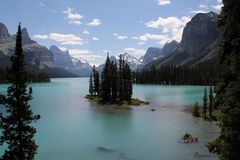 Spirit Island im Maligne Lake - Variante vom erhöhten Fotostandpunkt