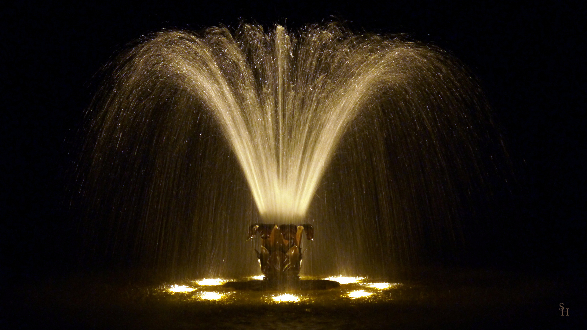 Springbrunnen bei Nacht