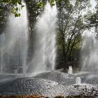 Springbrunnen in der Herbstsonne