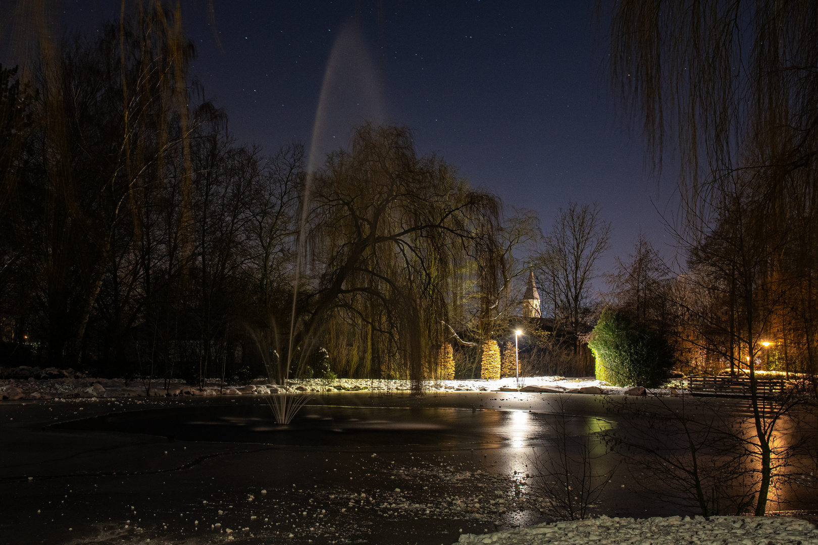 Springbrunnen trotzt der Kälte