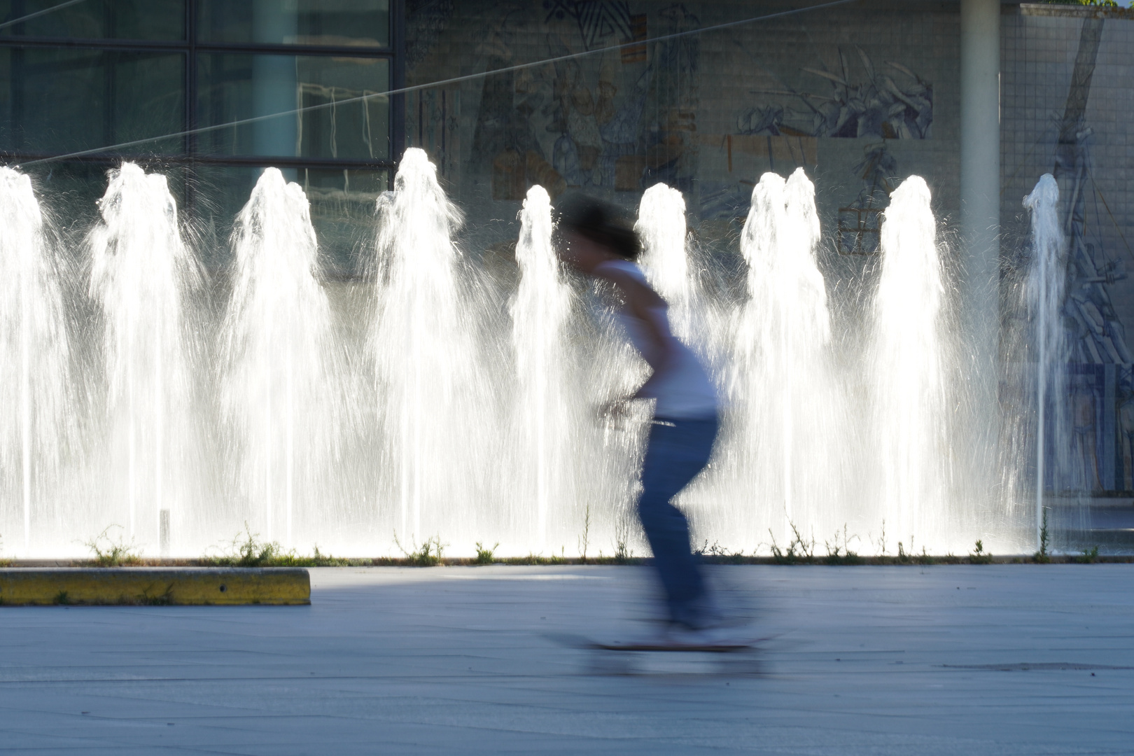 Springbrunnen und Bewegung